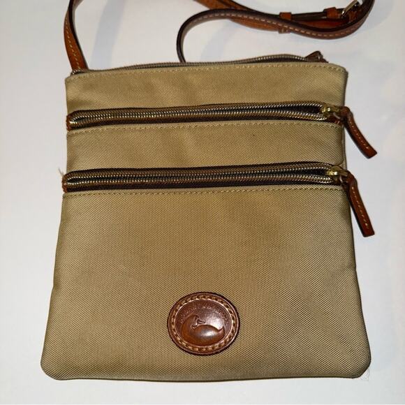 VINTAGE DOONEY & BOURKE Brown Leather Nylon Crossbody Bag - Picture 2 of 5